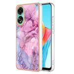 For OPPO A78 4G Electroplating Marble Dual-side IMD Phone Case(Pink 013)