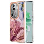 For OPPO Reno11 Pro 5G Global Electroplating Marble Dual-side IMD Phone Case(Rose Red 014)