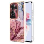 For OPPO Reno11 F 5G Global Electroplating Marble Dual-side IMD Phone Case(Rose Red 014)