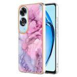 For OPPO A60 4G Electroplating Marble Dual-side IMD Phone Case(Pink 013)