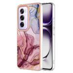 For OPPO Reno12 Pro Global Electroplating Marble Dual-side IMD Phone Case(Rose Red 014)