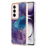 For OPPO Reno12 Global Electroplating Marble Dual-side IMD Phone Case(Purple 016)