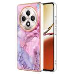 For OPPO Reno12 F 5G Electroplating Marble Dual-side IMD Phone Case(Pink 013)