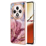 For OPPO Reno12 F 5G Electroplating Marble Dual-side IMD Phone Case(Rose Red 014)