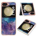 For Samsung Galaxy Z Flip5 Electroplating Marble Dual-side IMD Phone Case(Purple 016)