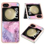 For Samsung Galaxy Z Flip5 Electroplating Marble Dual-side IMD Phone Case(Pink 013)