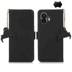 For Nothing Phone 2 Genuine Leather Magnetic RFID Leather Phone Case(Black)