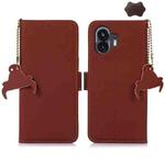 For Nothing Phone 2 Genuine Leather Magnetic RFID Leather Phone Case(Coffee)