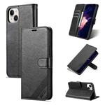 For iPhone 15 Plus AZNS Sheepskin Texture Flip Leather Phone Case(Black)
