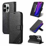 For iPhone 16 Pro Max AZNS Sheepskin Texture Flip Leather Phone Case(Black)