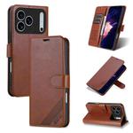 For iPhone 17 Pro Max AZNS Sheepskin Texture Flip Leather Phone Case(Brown)