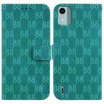 For Nokia C32 Double 8-shaped Embossed Leather Phone Case(Green)