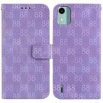 For Nokia C32 Double 8-shaped Embossed Leather Phone Case(Purple)