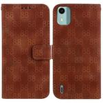 For Nokia C32 Double 8-shaped Embossed Leather Phone Case(Brown)