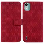 For Nokia C32 Double 8-shaped Embossed Leather Phone Case(Red)