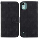 For Nokia C32 Double 8-shaped Embossed Leather Phone Case(Black)