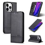 For iPhone 15 Pro Max AZNS Magnetic Calf Texture Flip Leather Phone Case(Black)