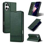 For iPhone 16 AZNS Magnetic Calf Texture Flip Leather Phone Case(Dark Green)