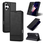 For iPhone 16 AZNS Magnetic Calf Texture Flip Leather Phone Case(Black)