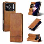 For iPhone 17 Pro AZNS Magnetic Calf Texture Flip Leather Phone Case(Light Brown)