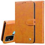 For Huawei Honor 9A Business Style Oil Wax Texture Horizontal Flip Leather Case with Holder & Card Slots & Wallet(Orange Yellow)