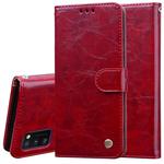 For Samsung Galaxy A41 Business Style Oil Wax Texture Horizontal Flip Leather Case with Holder & Card Slots & Wallet(Brown Red)