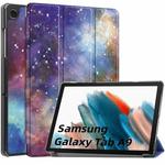 For Samsung Galaxy Tab A9 Custer Painted 3-Fold Holder Smart Leather Tablet Case(Galaxy Nebula)