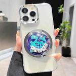 For iPhone 14 Pro Electroplated Lens Ring Transparent Phone Case(White Dice)