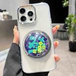 For iPhone 13 Pro Electroplated Lens Ring Transparent Phone Case(Green Dice)