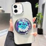 For iPhone 12 Electroplated Lens Ring Transparent Phone Case(White Dice)