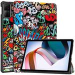 For Xiaomi Redmi Pad SE Custer Painted 3-Fold Holder Smart Leather Tablet Case(Graffiti)