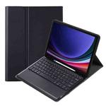 For Samsung Galaxy Tab S9+ A810B Pen Slot Detachable Bluetooth Keyboard Leather Tablet Case(Black)