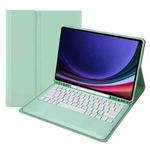 For Samsung Galaxy Tab S9+ A810B Pen Slot Detachable Bluetooth Keyboard Leather Tablet Case(Mint Green)