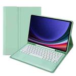 For Samsung Galaxy Tab S9 FE+ A810B Pen Slot Detachable Bluetooth Keyboard Leather Tablet Case(Mint Green)