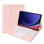 For Samsung Galaxy Tab S9 FE+ A810B-A Touch Pad Detachable Bluetooth Keyboard Leather Tablet Case(Pink)