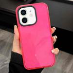 For iPhone 12 2 in 1 Fluorescent Transparent TPU Phone Case(Rose Red)