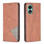 For OPPO A78 4G Prismatic Invisible Magnetic Leather Phone Case(Brown)