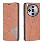 For OPPO Find X7 Prismatic Invisible Magnetic Leather Phone Case(Brown)