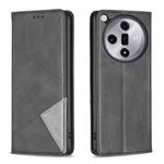 For OPPO Find X7 Ultra Prismatic Invisible Magnetic Leather Phone Case(Black)