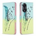 For OPPO A78 5G Colored Drawing Pattern Leather Phone Case(Feather)