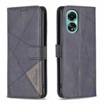 For OPPO A78 4G Magnetic Buckle Rhombus Texture Leather Phone Case(Black)