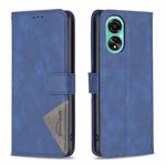 For OPPO A78 4G Magnetic Buckle Rhombus Texture Leather Phone Case(Blue)