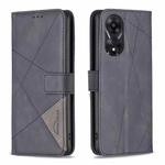 For OPPO A78 5G Magnetic Buckle Rhombus Texture Leather Phone Case(Black)