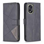 For OPPO A38 4G Magnetic Buckle Rhombus Texture Leather Phone Case(Black)