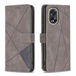 For OPPO A38 4G Magnetic Buckle Rhombus Texture Leather Phone Case(Grey)