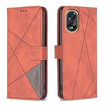For OPPO A38 4G Magnetic Buckle Rhombus Texture Leather Phone Case(Brown)