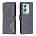 For OPPO A79 5G Magnetic Buckle Rhombus Texture Leather Phone Case(Black)