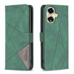 For OPPO A59 5G Magnetic Buckle Rhombus Texture Leather Phone Case(Green)
