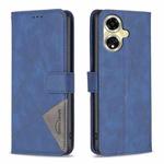 For OPPO A59 5G Magnetic Buckle Rhombus Texture Leather Phone Case(Blue)