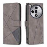 For OPPO Find X7 Magnetic Buckle Rhombus Texture Leather Phone Case(Grey)